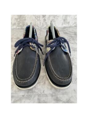 Sperry Top-Sider Women's Leather Boat Shoes Plaid Trim Size 8 Coastal Preppy